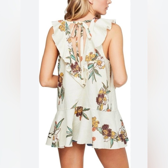 Free People Summer in Tulum white linen blend tunic top or mini sun dress medium - Picture 3 of 12